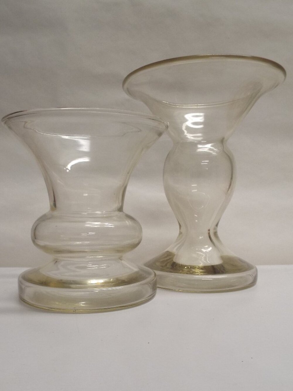 VINTAGE MCM Finnish Art Glass Candle Holder Vase Set - Amber color, NO blemishes